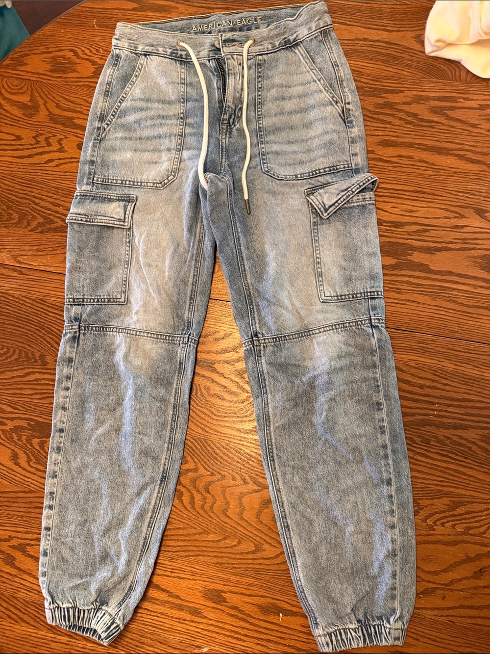 American Eagle Outfitters Light Wash Denim Cargo Joggers
